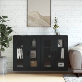 Wall cabinets 2 pcs black engineered wood by vidaXL, Sideboards - Ref: Foro24-3197906, Price: 149,99 €, Discount: %