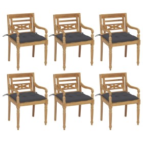 Batavia chairs 6 units solid teak wood with cushions by vidaXL, Garden chairs - Ref: Foro24-3073337, Price: 767,99 €, Discoun...