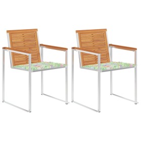 Garden chairs with cushions 2 pcs solid acacia wood and steel by vidaXL, Garden chairs - Ref: Foro24-3061500, Price: 260,99 €...