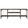 TV stand made of engineered wood and smoked oak iron, measuring 121x35x45 cm. by vidaXL, TV Furniture - Ref: Foro24-831805, P...