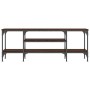 Mueble TV madera ingeniería y hierro marrón roble 121x35x45 cm de vidaXL, Muebles TV - Ref: Foro24-831807, Precio: 60,02 €, D...