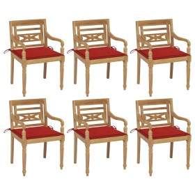 Batavia chairs 6 units solid teak wood with cushions by vidaXL, Garden chairs - Ref: Foro24-3073328, Price: 759,99 €, Discoun...