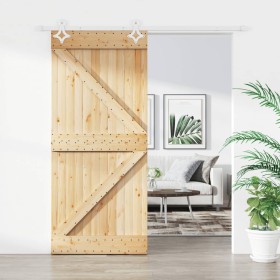 Puerta corredera con herrajes madera maciza de pino 90x210 cm de vidaXL, Puertas - Ref: Foro24-3203160, Precio: 172,32 €, Des...