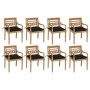 Batavia chairs 8 units solid teak wood with cushions by vidaXL, Garden chairs - Ref: Foro24-3073371, Price: 1,00 €, Discount: %