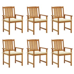 Garden chairs and cushions 6 units solid acacia wood by vidaXL, Garden chairs - Ref: Foro24-3078153, Price: 407,26 €, Discoun...