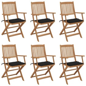 6 pcs folding garden chairs and solid acacia wood cushions by vidaXL, Garden chairs - Ref: Foro24-3074947, Price: 346,75 €, D...