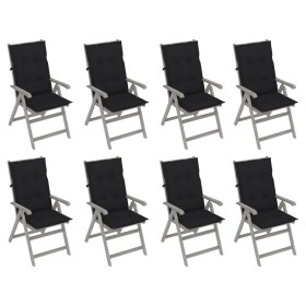 Reclining garden chairs and cushions 8 units gray acacia wood by vidaXL, Garden chairs - Ref: Foro24-3075163, Price: 578,99 €...