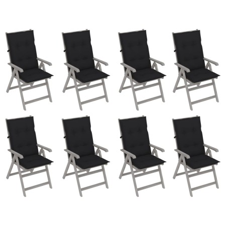 Reclining garden chairs and cushions 8 units gray acacia wood by vidaXL, Garden chairs - Ref: Foro24-3075163, Price: 578,96 €...