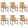 Garden chairs and cushions 6 units solid acacia wood by vidaXL, Garden chairs - Ref: Foro24-3078154, Price: 429,71 €, Discoun...