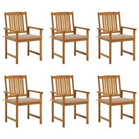 Garden chairs and cushions 6 units solid acacia wood by vidaXL, Garden chairs - Ref: Foro24-3078154, Price: 429,71 €, Discoun...