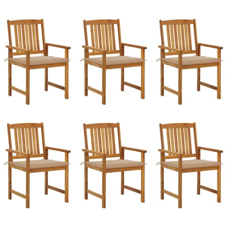 Garden chairs and cushions 6 units solid acacia wood by vidaXL, Garden chairs - Ref: Foro24-3078154, Price: 406,99 €, Discoun...