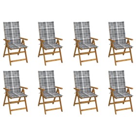 Folding garden chairs and cushions 8 pcs solid acacia wood by vidaXL, Garden chairs - Ref: Foro24-3075068, Price: 626,93 €, D...