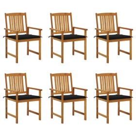 Garden chairs and cushions 6 units solid acacia wood by vidaXL, Garden chairs - Ref: Foro24-3078158, Price: 395,99 €, Discoun...