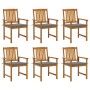 Garden chairs and cushions, 6 units, solid acacia wood. by vidaXL, Garden chairs - Ref: Foro24-3078152, Price: 396,99 €, Disc...