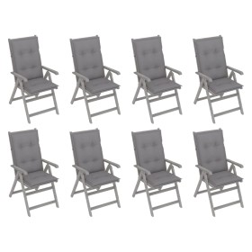 Reclining garden chairs and cushions 8 units gray acacia wood by vidaXL, Garden chairs - Ref: Foro24-3075157, Price: 587,38 €...