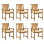 Garden chairs and cushions 6 units solid acacia wood by vidaXL, Garden chairs - Ref: Foro24-3078183, Price: 387,07 €, Discoun...