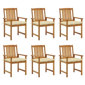 Garden chairs and cushions 6 units solid acacia wood by vidaXL, Garden chairs - Ref: Foro24-3078183, Price: 387,99 €, Discoun...