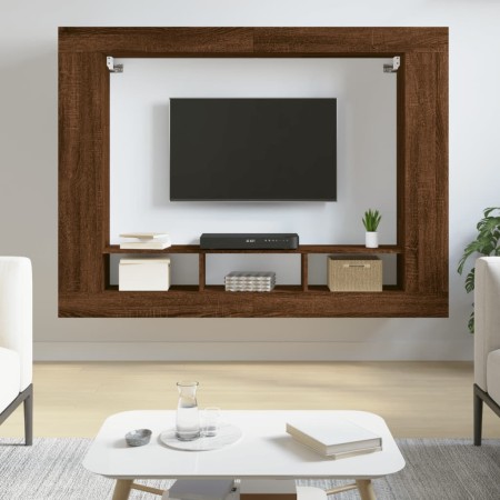 Brown oak engineered wood TV cabinet 152x22x113 cm by vidaXL, Closets and storage - Ref: Foro24-833729, Price: 96,51 €, Disco...