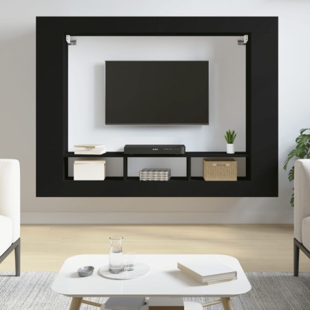 Mueble para TV madera de ingeniería negro 152x22x113 cm de vidaXL, Armarios y almacenamiento - Ref: Foro24-833723, Precio: 77...