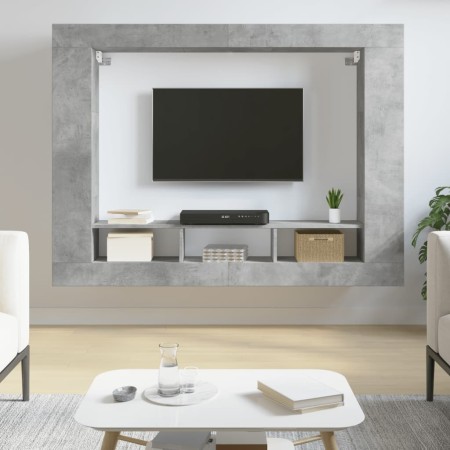 TV stand made of engineered wood in concrete gray, 152x22x113 cm. by vidaXL, Closets and storage - Ref: Foro24-833725, Price:...