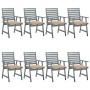 Garden dining chairs 8 units solid acacia wood with cushions by vidaXL, Garden chairs - Ref: Foro24-3078434, Price: 662,80 €,...