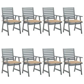 Garden dining chairs 8 units solid acacia wood with cushions by vidaXL, Garden chairs - Ref: Foro24-3078434, Price: 585,99 €,...