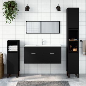 Armario de baño con espejo madera de ingeniería negro de vidaXL, Muebles de baño - Ref: Foro24-833885, Precio: 51,99 €, Descu...