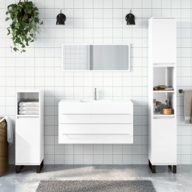 Glossy white engineered wood bathroom cabinet with mirror by vidaXL, Bathroom furniture - Ref: Foro24-833883, Price: 60,31 €,...