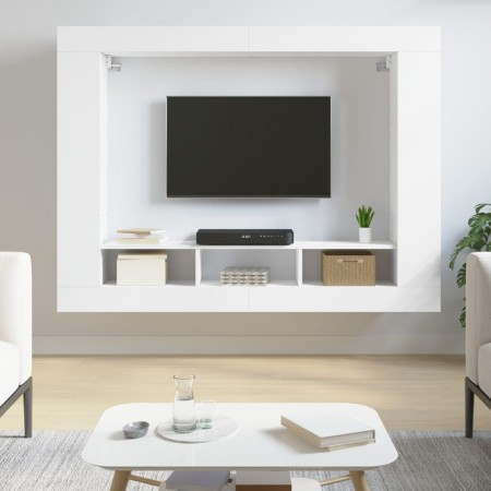 White engineered wood TV cabinet 152x22x113 cm by vidaXL, Closets and storage - Ref: Foro24-833722, Price: 96,51 €, Discount: %