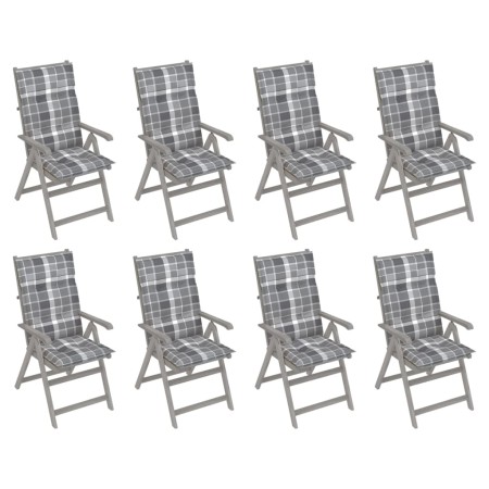 Reclining garden chairs and cushions 8 units gray acacia wood by vidaXL, Garden chairs - Ref: Foro24-3075170, Price: 604,02 €...