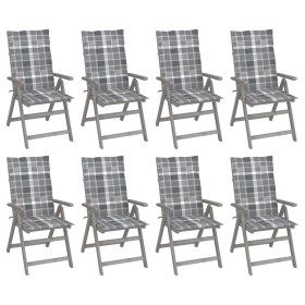 Reclining garden chairs and cushions 8 units gray acacia wood by vidaXL, Garden chairs - Ref: Foro24-3075155, Price: 533,99 €...