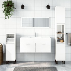 Armario de baño con espejo madera de ingeniería blanco brillo de vidaXL, Muebles de baño - Ref: Foro24-833888, Precio: 54,99 ...