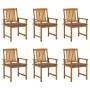 Garden chairs and cushions, 6 units, solid acacia wood. by vidaXL, Garden chairs - Ref: Foro24-3078159, Price: 414,84 €, Disc...