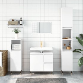 Glossy white plywood bathroom cabinet 30x30x190 cm by vidaXL, bathroom vanities - Ref: Foro24-831526, Price: 109,93 €, Discou...