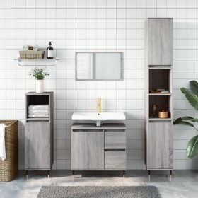 Sonoma gray plywood bathroom cabinet 30x30x190 cm by vidaXL, bathroom vanities - Ref: Foro24-831530, Price: 83,83 €, Discount: %