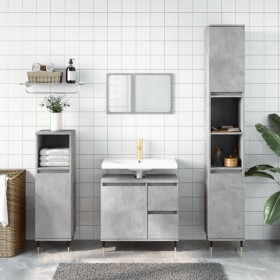 Concrete gray plywood bathroom cabinet 30x30x190 cm by vidaXL, bathroom vanities - Ref: Foro24-831536, Price: 79,99 €, Discou...