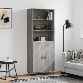 Aparador alto madera contrachapada gris sonoma 69,5x34x180 cm de vidaXL, Aparadores - Ref: Foro24-3189227, Precio: 146,99 €, ...