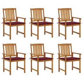 Garden chairs and cushions 6 units solid acacia wood by vidaXL, Garden chairs - Ref: Foro24-3078160, Price: 419,99 €, Discoun...