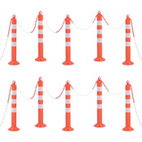 Traffic control bollards 10 pcs with PE chain 75 cm by vidaXL, Road and traffic signs - Ref: Foro24-150964, Price: 205,53 €, ...