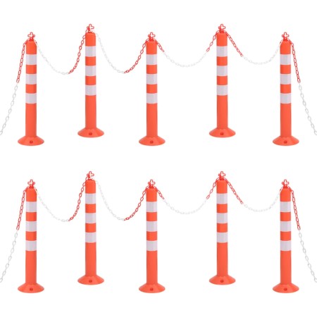 Traffic control bollards 10 pcs with PE chain 75 cm by vidaXL, Road and traffic signs - Ref: Foro24-150964, Price: 205,53 €, ...