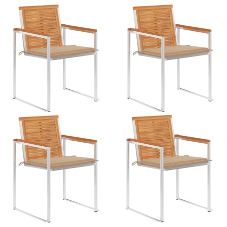 Garden chairs and cushions 4 units solid acacia wood by vidaXL, Garden chairs - Ref: Foro24-3078473, Price: 510,97 €, Discoun...