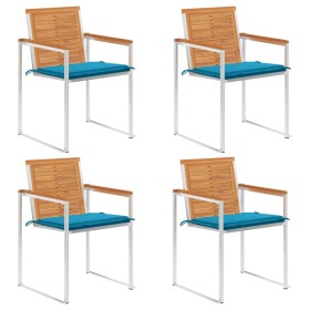 Garden chairs and cushions 4 units solid acacia wood by vidaXL, Garden chairs - Ref: Foro24-3078474, Price: 510,99 €, Discoun...