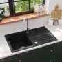 Granite kitchen sink with black bowl and drainer by vidaXL, Sinks - Ref: Foro24-141669, Price: 195,55 €, Discount: %