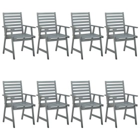 Garden dining chairs 8 pcs solid gray acacia wood by vidaXL, Garden chairs - Ref: Foro24-3078403, Price: 543,99 €, Discount: %