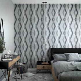 Topchic Gray and Black Graphic Lines Diamondss Wallpaper by Noordwand, Painted paper - Ref: Foro24-440464, Price: 28,99 €, Di...