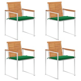 Garden chairs and cushions 4 units solid acacia wood by vidaXL, Garden chairs - Ref: Foro24-3078475, Price: 510,99 €, Discoun...