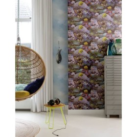 Good Vibes Yellow and Purple Coral and Tropical Fish Wallpaper by Noordwand, Painted paper - Ref: Foro24-440437, Price: 20,99...