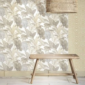 Topchic Big Leaves beige wallpaper by Noordwand, Painted paper - Ref: Foro24-440453, Price: 52,99 €, Discount: %