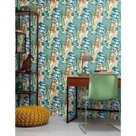 Good Vibes Blue and Green Big Leaves Wallpaper by Noordwand, Painted paper - Ref: Foro24-440439, Price: 34,99 €, Discount: %