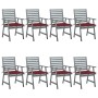 Garden dining chairs 8 units solid acacia wood with cushions by vidaXL, Garden chairs - Ref: Foro24-3078440, Price: 606,99 €,...